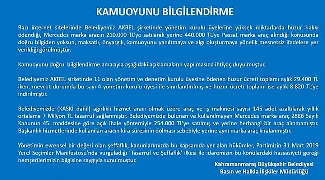 Büyükşehir'den haber ve paylaşımlarla ilgili kamuoyu bilgilendirmesi yapıldı.