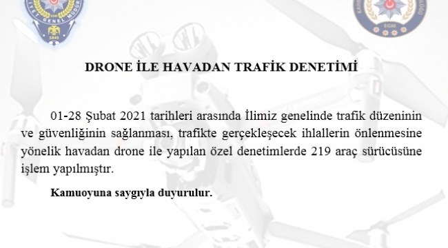 DRONE İLE HAVADAN TRAFİK DENETİMİ