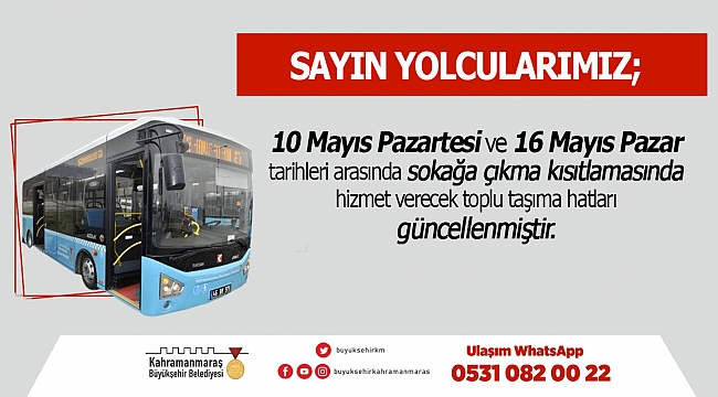 TOPLU TAŞIMA SEFERLERİNE GÜNCELLEME