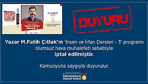 Yazar Çıtlak Konferansı İleri Bir Tarihe Ertelendi