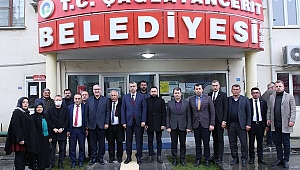 İÇİŞLERİ KOMİSYON BAŞKANI GÜVENÇ'TEN ÇAĞLAYANCERİT BELEDİYE BAŞKANI SARIALTIN'A ZİYARET