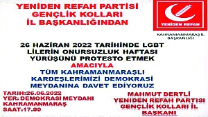 YENİDEN REFAH PARTİSİ K.MARAŞ GENÇLİK TEŞKİLATINDAN DAVET