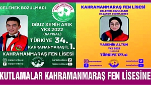 KUTLAMALAR KAHRAMANMARAŞ FEN LİSESİNE