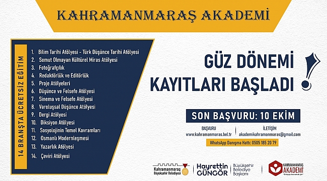 Kahramanmaraş Akademi’de Güz Dönemi Kayıtları Başladı!