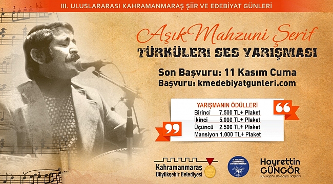 Âşık Mahzuni Şerif Türküleri Ses Yarışması’nda Başvurular Başladı!