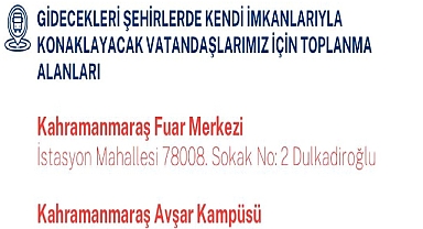 Tahliye Toplanma Alanları Belirlendi