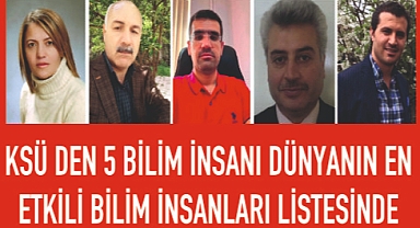 KSÜ’den 5 Bilim İnsanı “Dünyanın En Etkili Bilim İnsanları” Listesinde