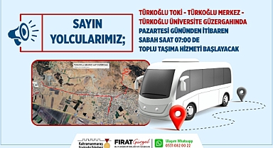 Büyükşehir’den Türkoğlu’na Yeni Toplu Taşıma Hattı