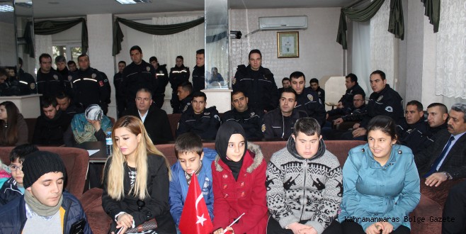 Kahramanmaraş Büyükşehir Belediyesi bünyesinde kurs gören engelli kursiyerler İl Emniyet Müdürlüğü Çevik Kuvvet Şube Müdürlüğü personellerini ziyaret ederek destek verdiklerini ifade ettiler.