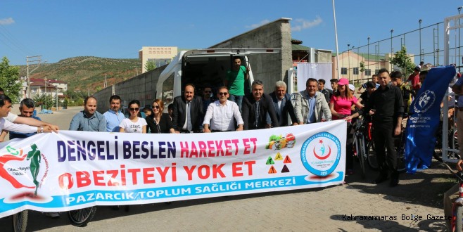 Pazarcık ilçesinde ''Dengeli Beslen,Hareket Et,Obeziteyi Yok Et''sloganı ile pedal çevirdiler