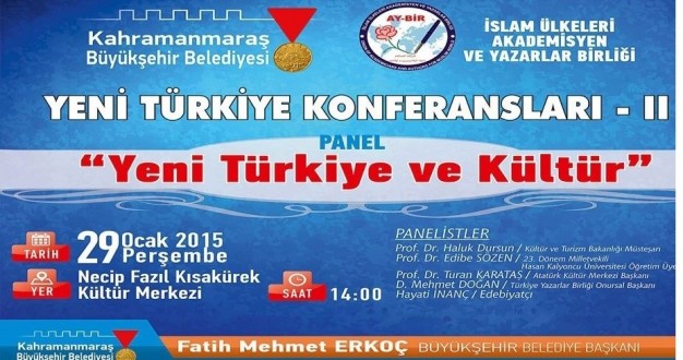 YENİ TÜRKİYE VE KÜLTÜR PANELİ 29 OCAK’TA.